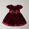 Baby Girls Frilled Velvet Maroon Party Frock 16811