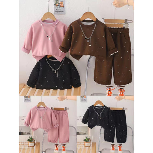 Baby Girls 2pc Suit Sweatshirt With Trouser Set 16734