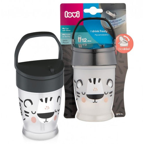 LOVI Cup with Straw JUNIOR 250ml Salt & Pepper 35/356