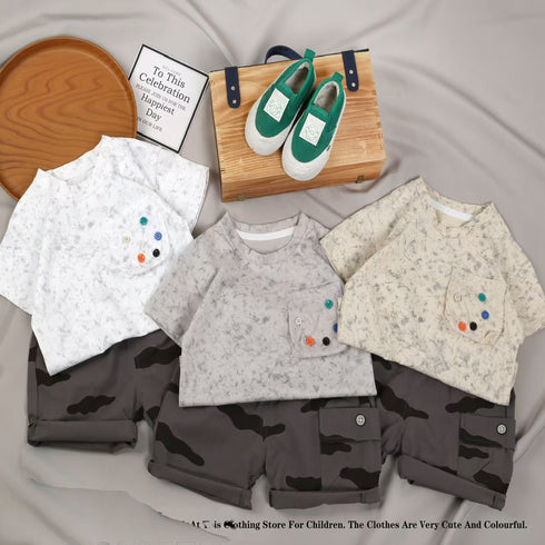 Todd Boys 2Pcs Suit Shirt With Shorts Set 16315