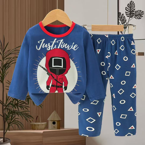 Kids Cartoon Character Pajama Suit Full Sleeves T-Shirt & Trouser 16731