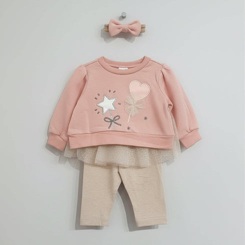 3Pc Suit Set Fleece Sweatshirt With Skirt Trouser 17430