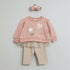 3Pc Suit Set Fleece Sweatshirt With Skirt Trouser 17430