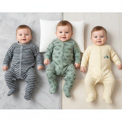 Basics Romper Set Pack Of 3 Cozy Sleep suits 0-24M 17160