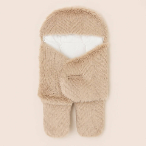 Baby Basics Cozy Snug Beige Furry Hooded Carrynest 17141