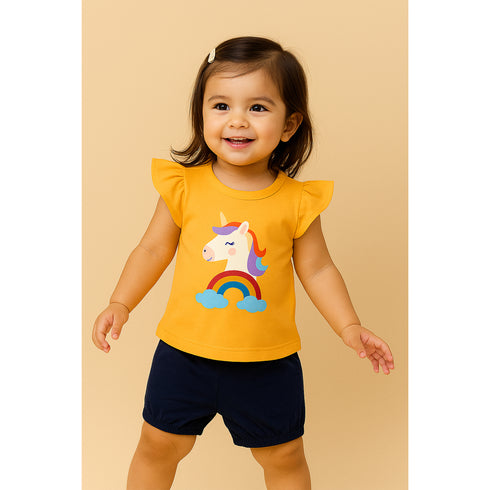 Baby Girls Suit Cotton Rich T-Shirt With Shorts Set 16472