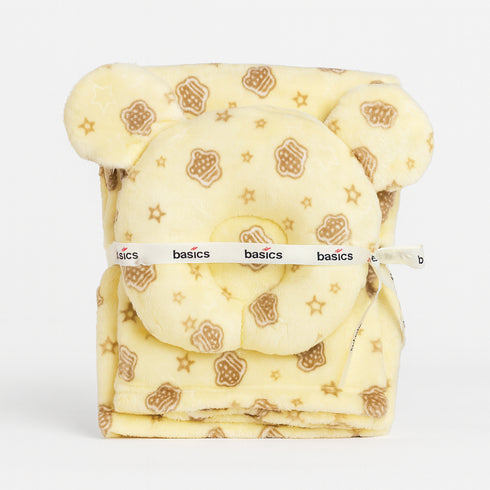 Soft Minky Baby Blanket With Stuffed Head Pillow 17284