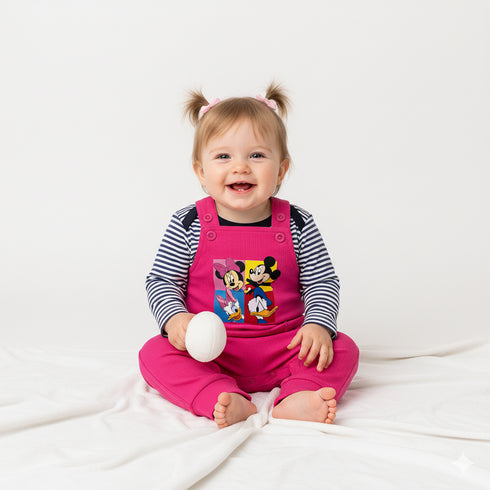 Basics Baby Girls 2pc Suit Set Dangri With Long Sleeves Bodysuit 17131