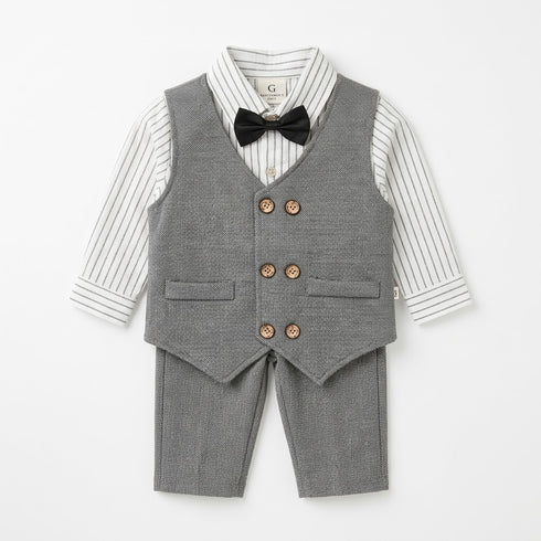 Grey and White Formal Suit for Toddler Boys 2–6 Years