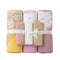 Hooded Baby Bath Towel Set with 3 Washcloths Pink Yellow Flower