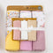 Hooded Baby Bath Towel Set with 3 Washcloths Pink Yellow Flower