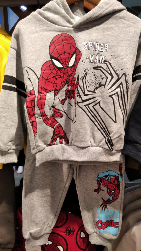 Boys Grey Spider-Man Cotton Fleece Tracksuit for 2–8 Years