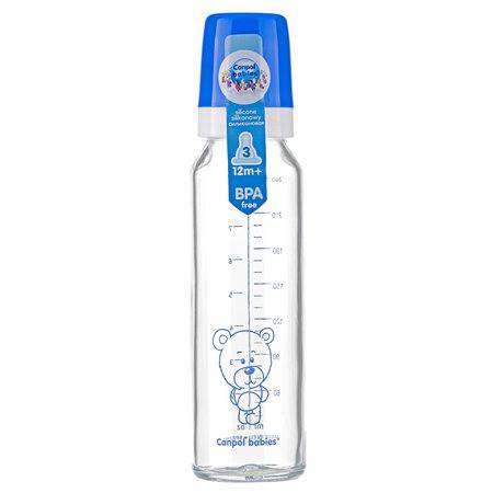 Canpol Babies Narrow Neck Glass Bottle 240Ml Basic Teddy Friend – 8.11 OZ 42/101