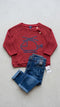 Baby Boys Suits with Red Shirt & Blue Denim Pants