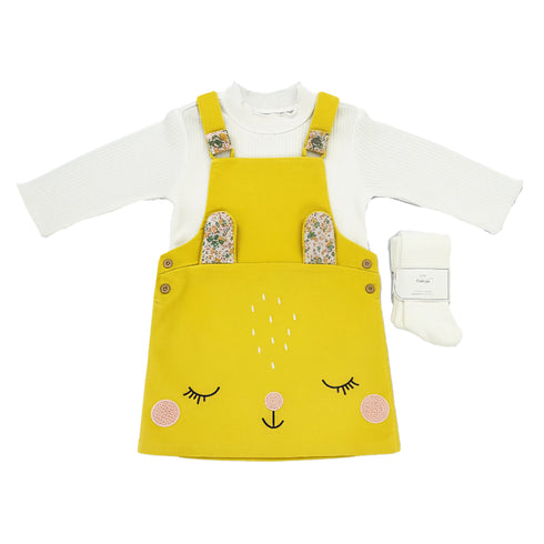 Baby Girls Dangri Style Suit Set With Leggings 16804