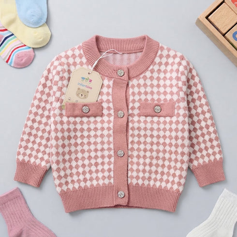 Woolen Baby Girls Pink Top-Style Sweater Comfortable Fit 6–24 Months