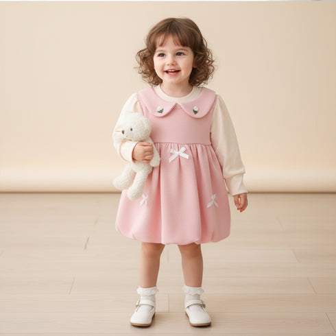 Baby Girls Formal Pink Frock For Winter 16709