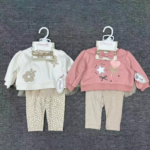 3Pc Suit Set Fleece Sweatshirt With Skirt Trouser 17430