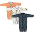 Basics Romper Set Pack Of 3 Cozy Sleep suits 0-24M Dino 15555
