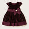 Baby Girls Frilled Velvet Burgundy Party Frock 17321