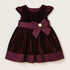 Baby Girls Frilled Velvet Burgundy Party Frock 17321