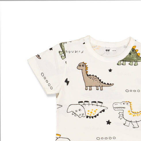 Boys Dino and Crocodile T-Shirt White