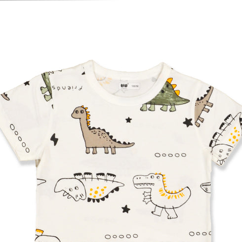 Boys Dino and Crocodile T-Shirt White