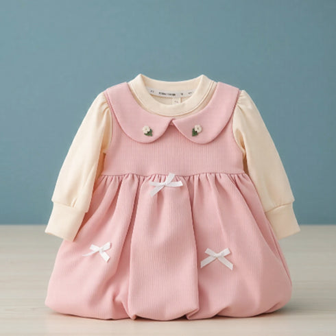 Baby Girls Formal Pink Frock For Winter 16709