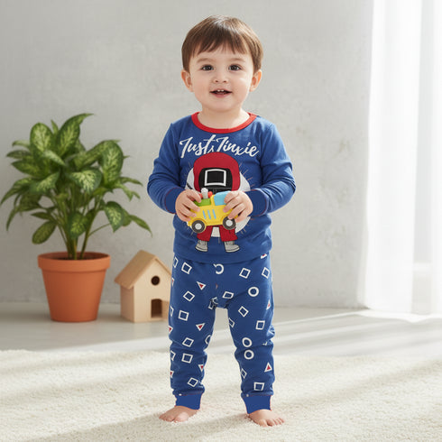 Kids Cartoon Character Pajama Suit Full Sleeves T-Shirt & Trouser 16731