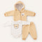 Infants 3Pc Suit Puffer Hoodie With Cotton Bodysuit & Trouser For Winter Set Unisex 17182