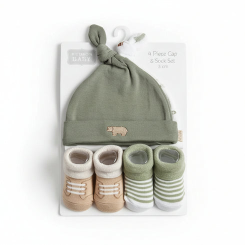 Baby Caps and Socks Set Green Jungle