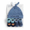4Pc Baby Caps and Socks Set Purple White Little Star