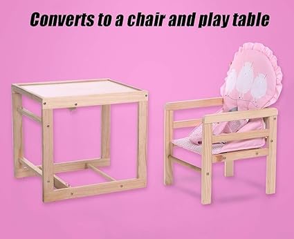 Travel Booster Seat Wooden Combination High Chair, for Baby/Toddlers Dining, with Play Table & Cushion MY312