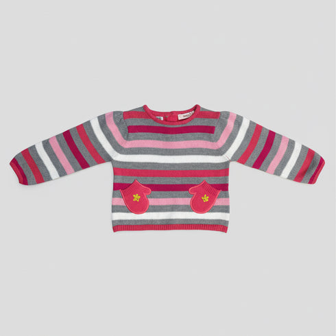 Soft Wool Sweater for Girls Colorful Stripes 16806