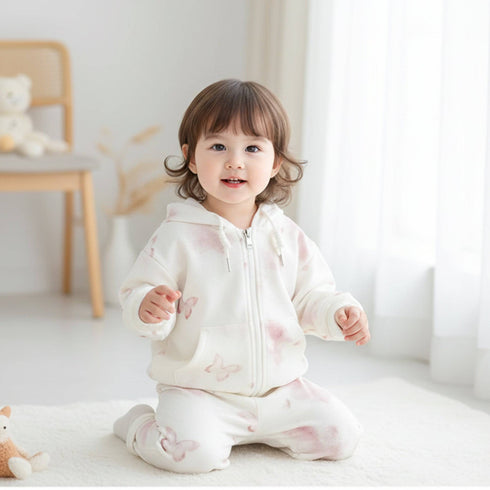 Baby Girls 2pc Suit Zipper Jacket With Trouser Set 16736
