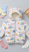 Blue Elephant Print Puffer Jacket