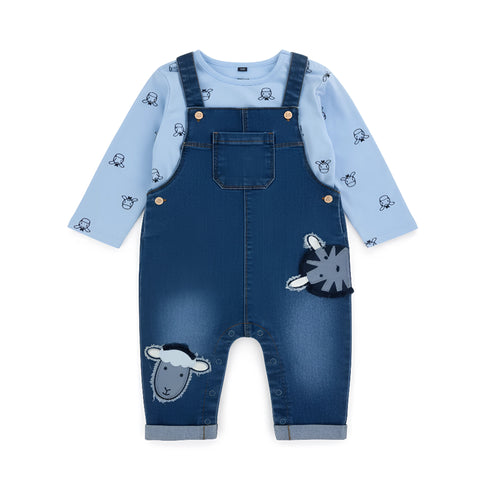Baby Boys Dangri Suit Shirt With Dungaree 16803