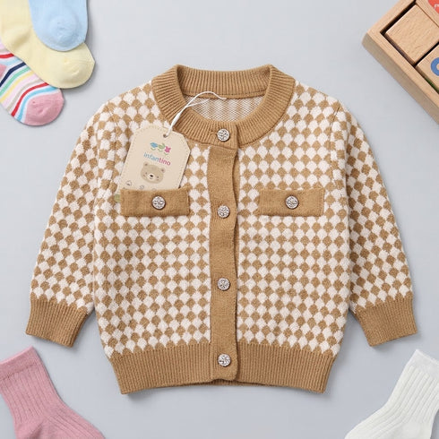 Woolen Baby Girls Brown Top-Style Sweater Comfortable Fit 6–24 Months