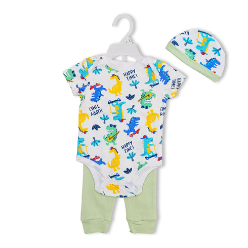 Infants 3Pc Set Bodysuit With Trouser & Cap 15674