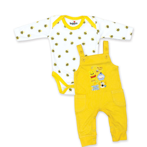 Basics Baby 2pc Suit Set Dangri With Long Sleeves Bodysuit 17131 Honeybee