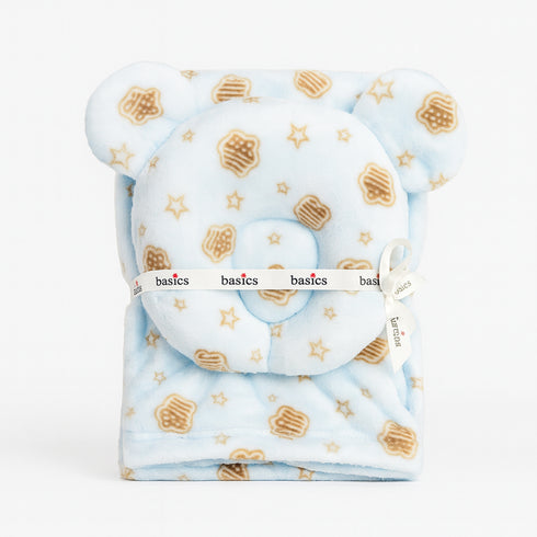 Soft Minky Baby Blanket With Stuffed Head Pillow 17284