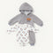 Infants 3Pc Suit Puffer Hoodie With Cotton Bodysuit & Trouser For Winter Set Unisex 17182
