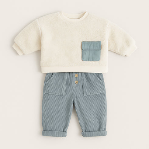 Winter Puffer Woolen 2Pc Suit Set Sweater With Trouser 16790