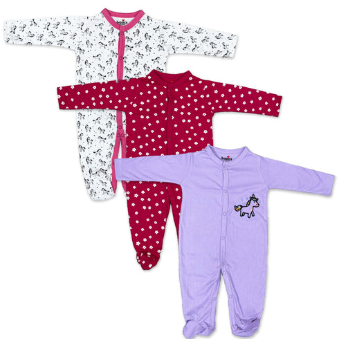 Basics Romper Set Pack Of 3 Cozy Sleep suits 0-24M 17160