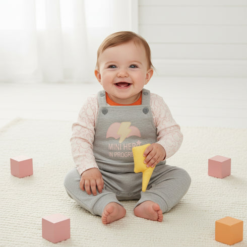 Basics Baby 2pc Suit Set Dangri With Long Sleeves Bodysuit 17131