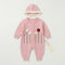 Woolen Baby Girls Romper with Matching Cap Pink Floral 0–18 Months