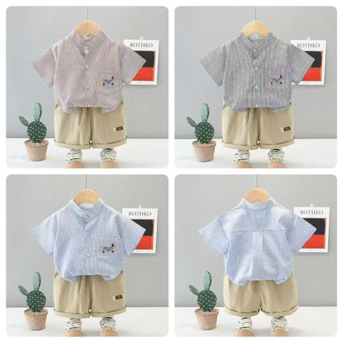 Todd Boys 2Pcs Suit Shirt With Shorts Set 16345