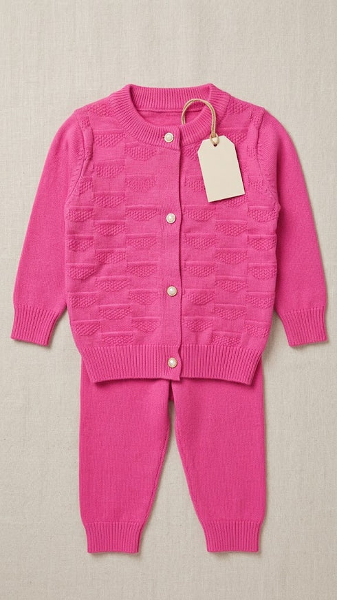 Woolen Pink Baby Girl Dresses Sweater and Trouser Set 6M–2Y