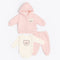 Infants 3Pc Suit Puffer Hoodie With Cotton Bodysuit & Trouser For Winter Set 17182