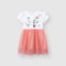 Baby Adorable Floral Embroided Girls' Hot Summer Little Princess Frilled Cotton Net Frock 15634